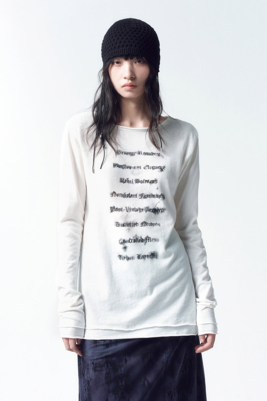 Insilence - Lettering Cotton Linen Long Sleeve (White) product image 1 | TRAB K-Fashion Australia