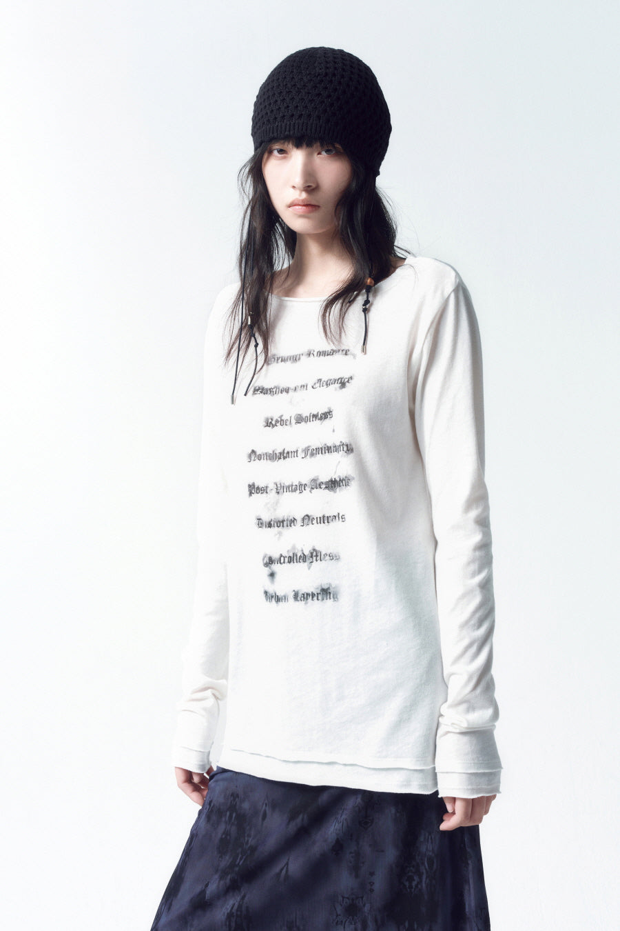 Insilence - Lettering Cotton Linen Long Sleeve (White) product image 2 | TRAB K-Fashion Australia