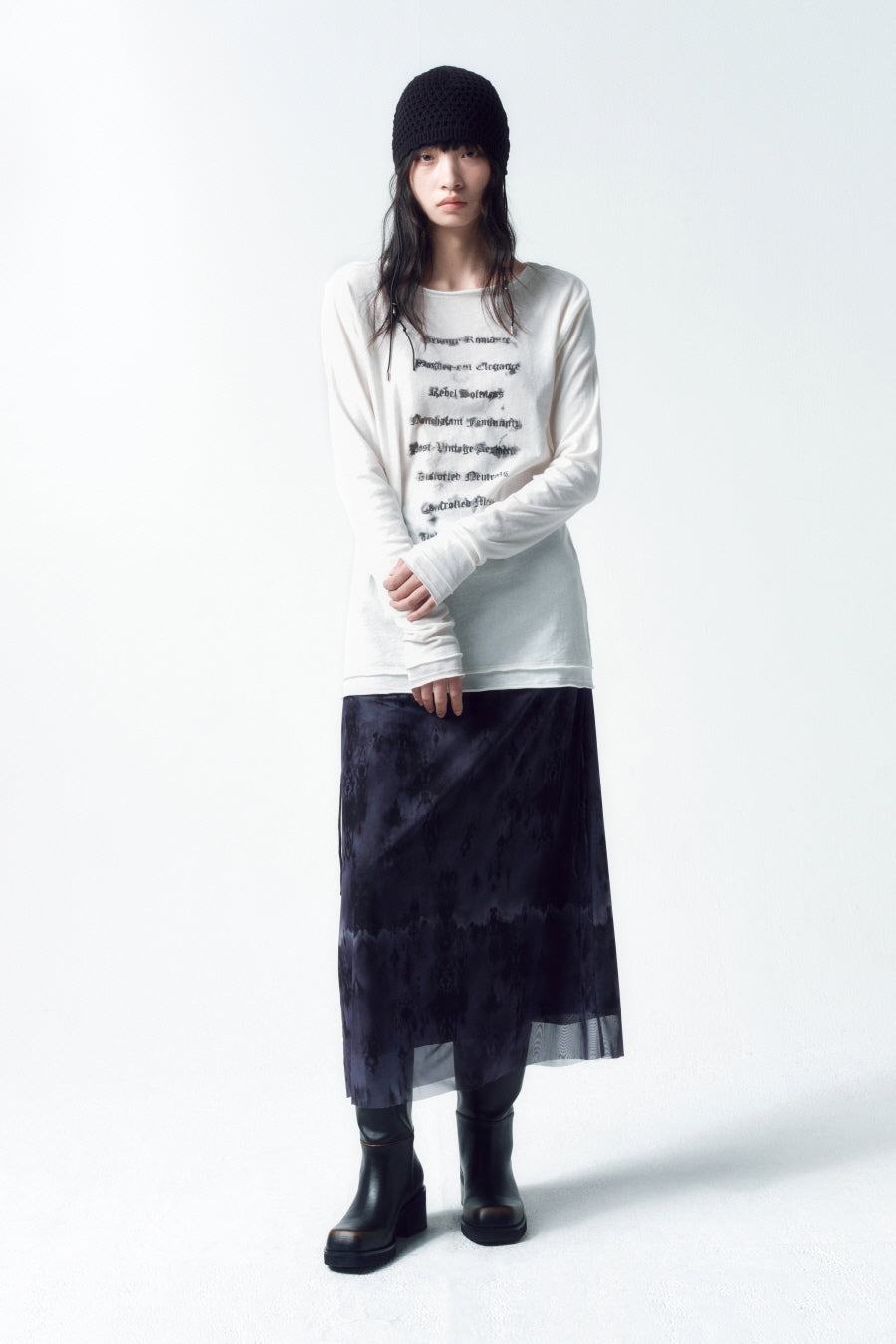 Insilence - Lettering Cotton Linen Long Sleeve (White) product image 3 | TRAB K-Fashion Australia