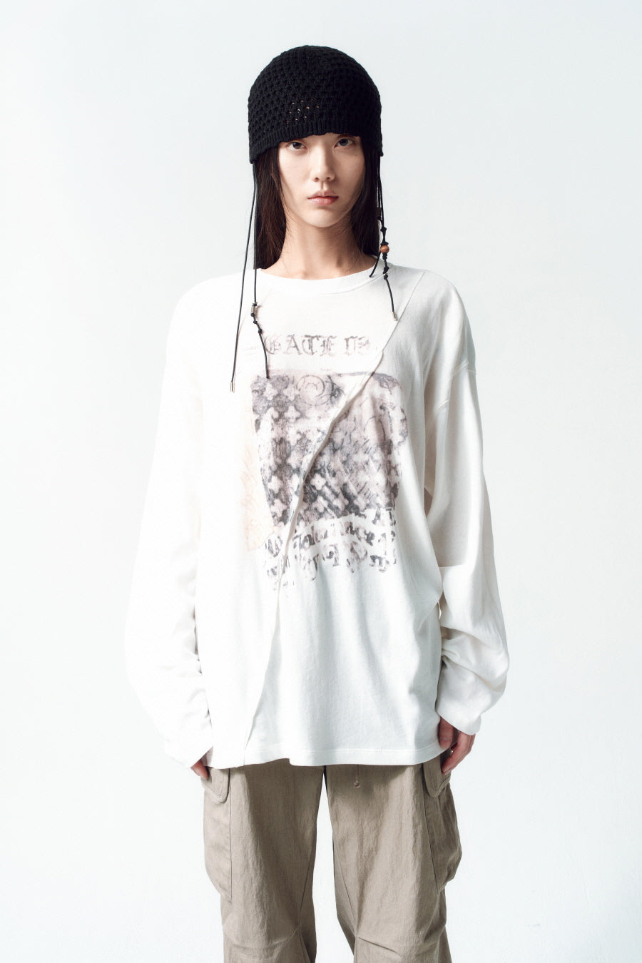 Insilence - Twist Cotton Linen Long Sleeve (Ivory) product image 1 | TRAB K-Fashion Australia