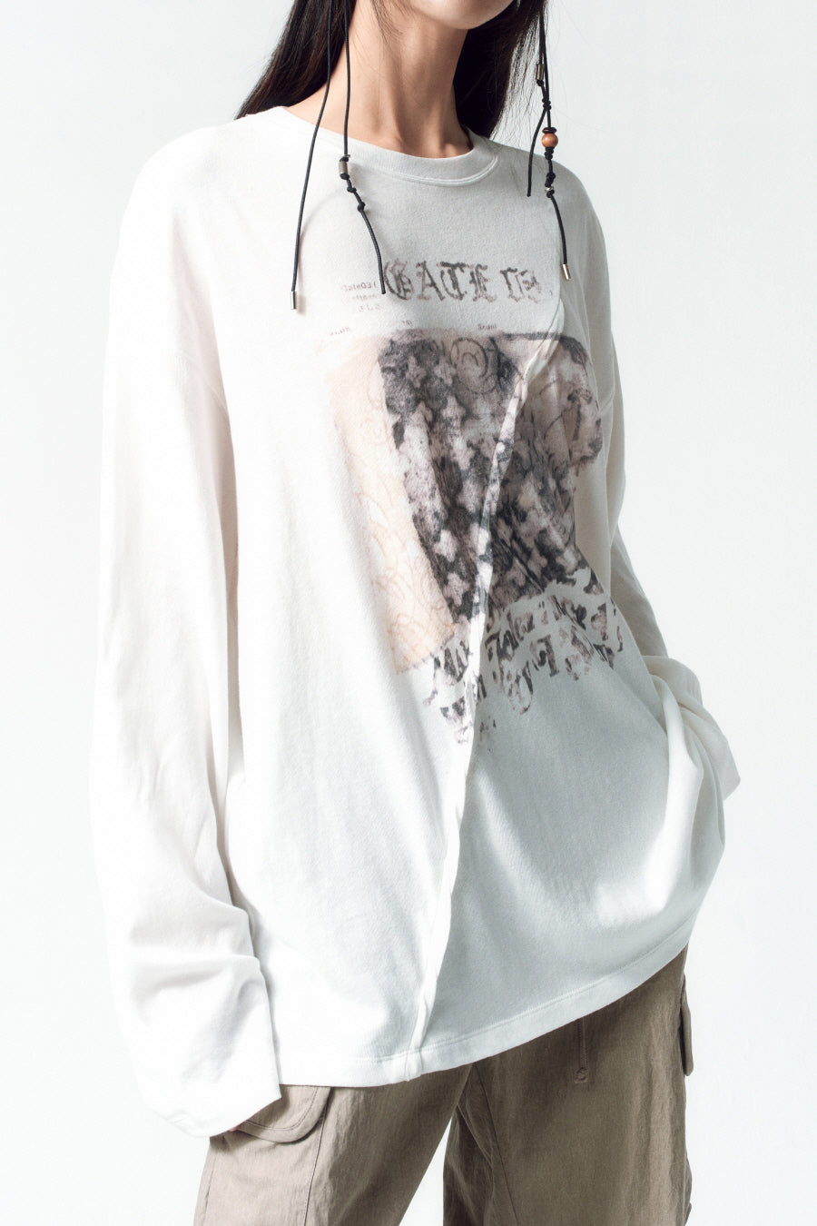 Insilence - Twist Cotton Linen Long Sleeve (Ivory) product image 3 | TRAB K-Fashion Australia