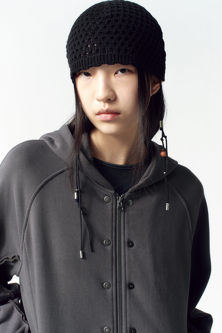 Insilence - Sim Hood Zip-up (Charcoal) product image 1 | TRAB K-Fashion Australia
