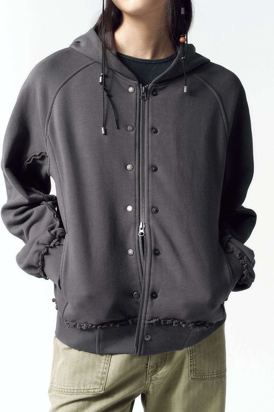 Insilence - Seam Hood Zip-Up (Charcoal) product image 2 | TRAB K-Fashion Australia