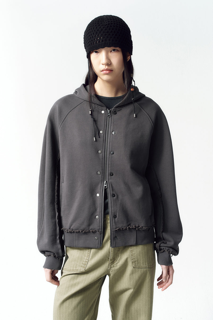Insilence - Seam Hood Zip-Up (Charcoal) product image 3 | TRAB K-Fashion Australia