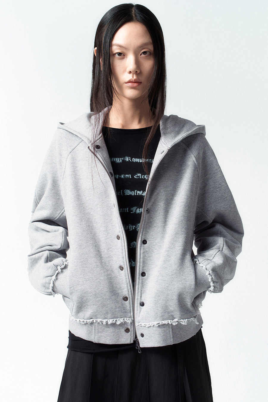 Insilence - Seam Hood Zip-Up (Melange Grey) product image 1 | TRAB K-Fashion Australia