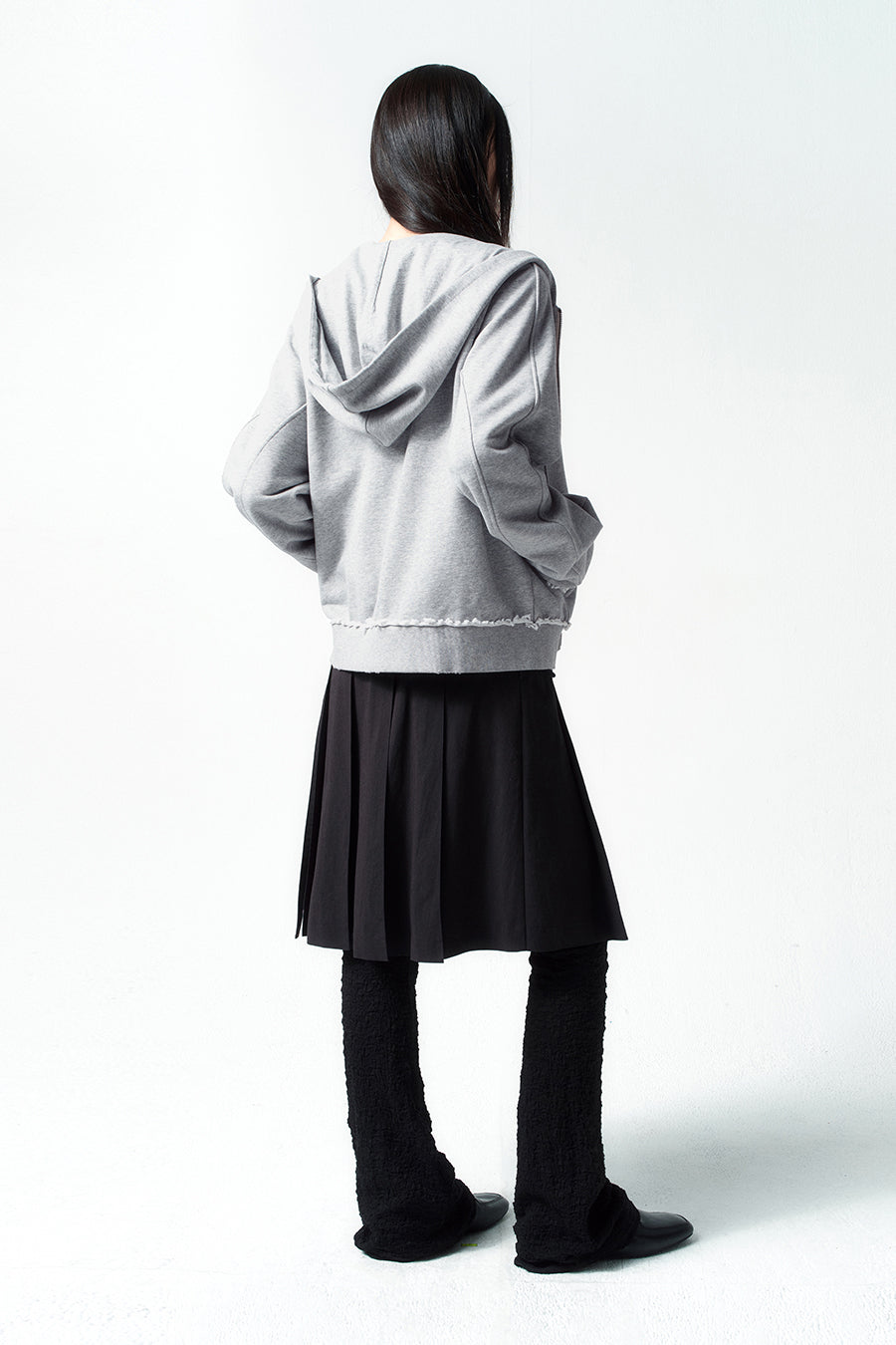 Insilence - Seam Hood Zip-Up (Melange Grey) product image 3 | TRAB K-Fashion Australia