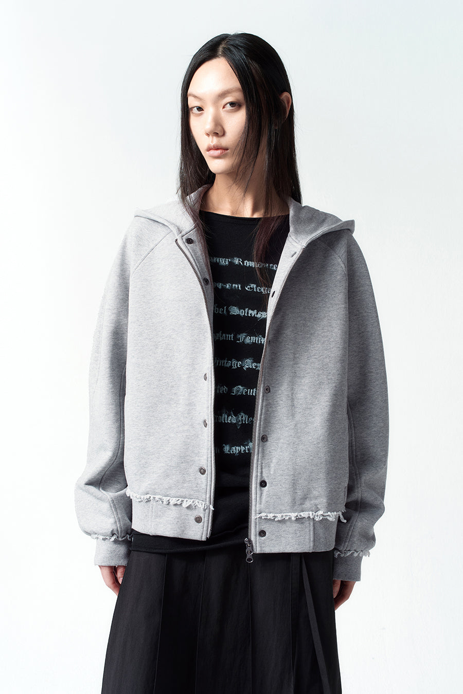 Insilence - Seam Hood Zip-Up (Melange Grey) product image 6 | TRAB K-Fashion Australia