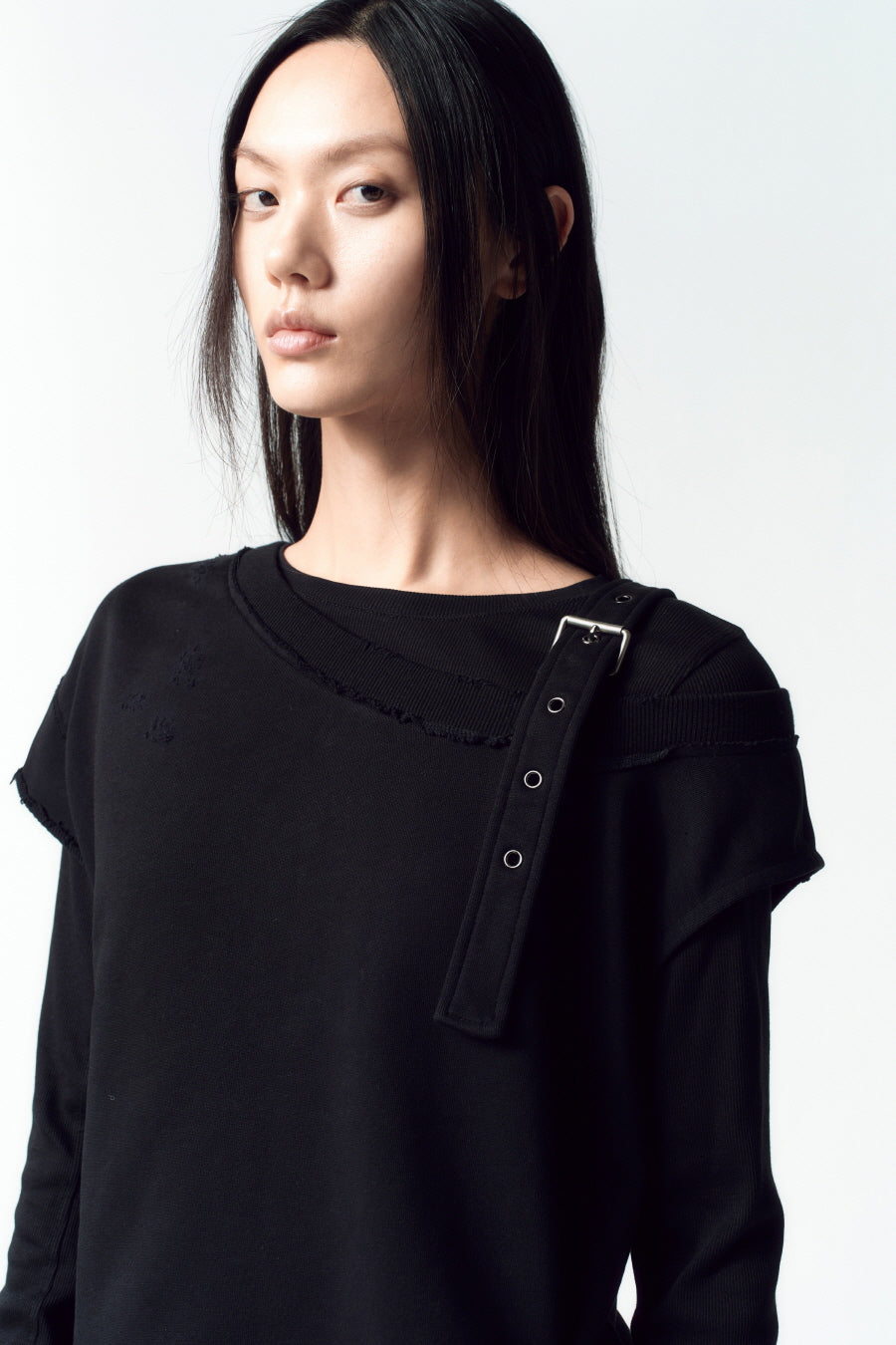 Insilence - Unbalanced Layered Top (Black) product image 1 | TRAB K-Fashion Australia