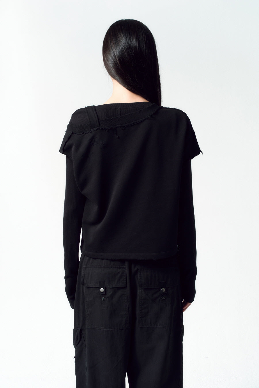 Insilence - Unbalanced Layered Top (Black) product image 6 | TRAB K-Fashion Australia
