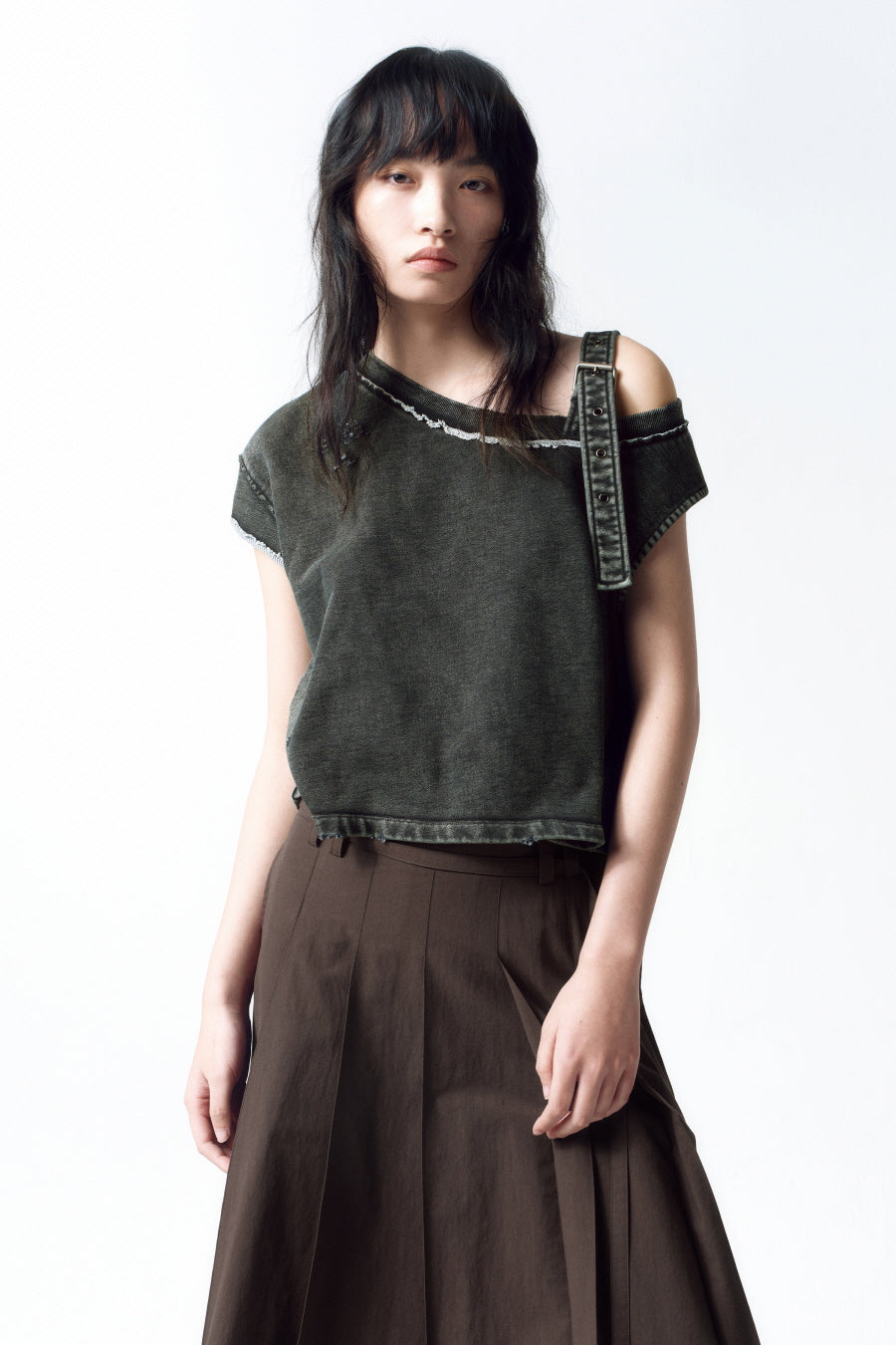 Insilence - Unbalanced Layered Top (Charcoal) product image 1 | TRAB K-Fashion Australia