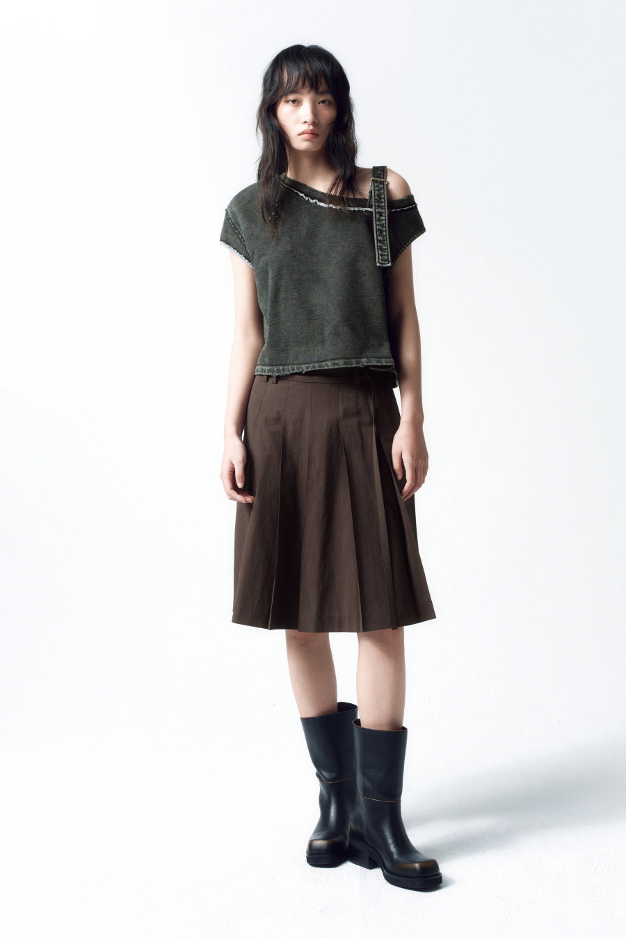 Insilence - Unbalanced Layered Top (Charcoal) product image 2 | TRAB K-Fashion Australia