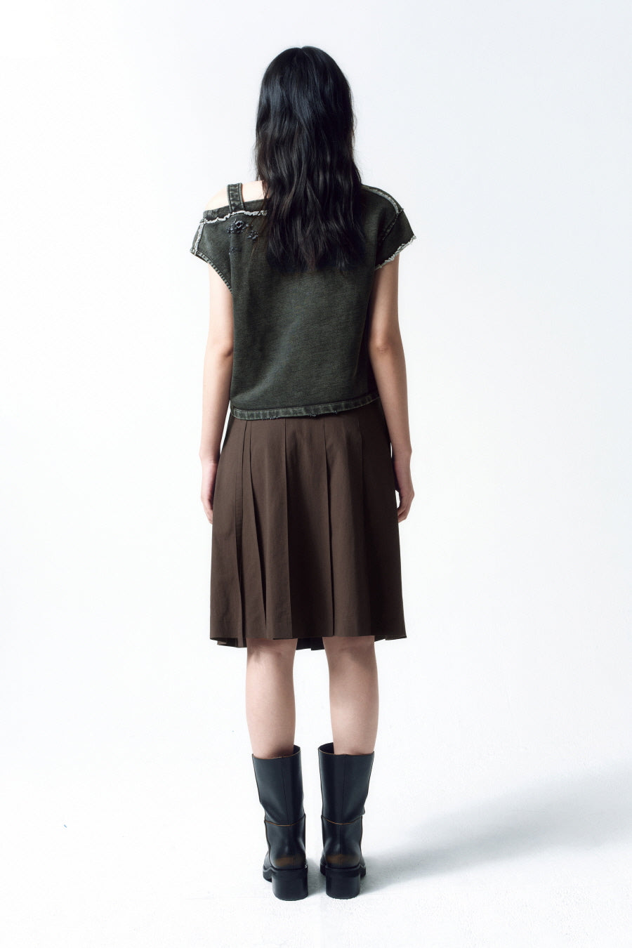 Insilence - Unbalanced Layered Top (Charcoal) product image 4 | TRAB K-Fashion Australia