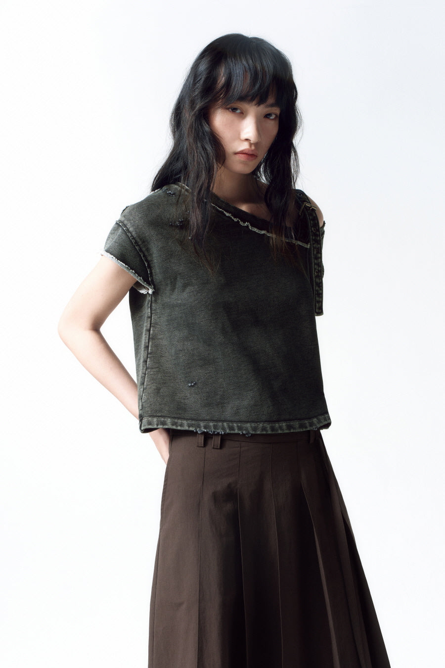 Insilence - Unbalanced Layered Top (Charcoal) product image 6 | TRAB K-Fashion Australia