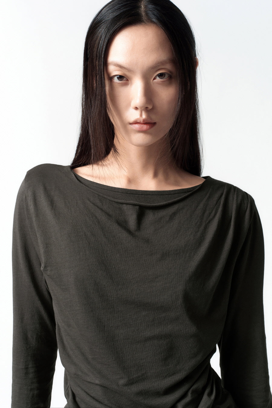 Insilence - Draping Boat Neck Long Sleeve (Charcoal) product image 3 | TRAB K-Fashion Australia