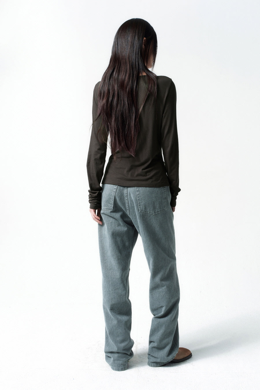 Insilence - Draping Boat Neck Long Sleeve (Charcoal) product image 4 | TRAB K-Fashion Australia