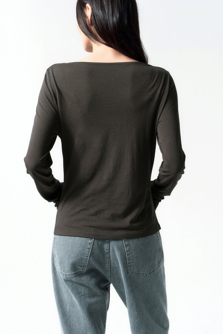 Insilence - Draping Boat Neck Long Sleeve (Charcoal) product image 5 | TRAB K-Fashion Australia