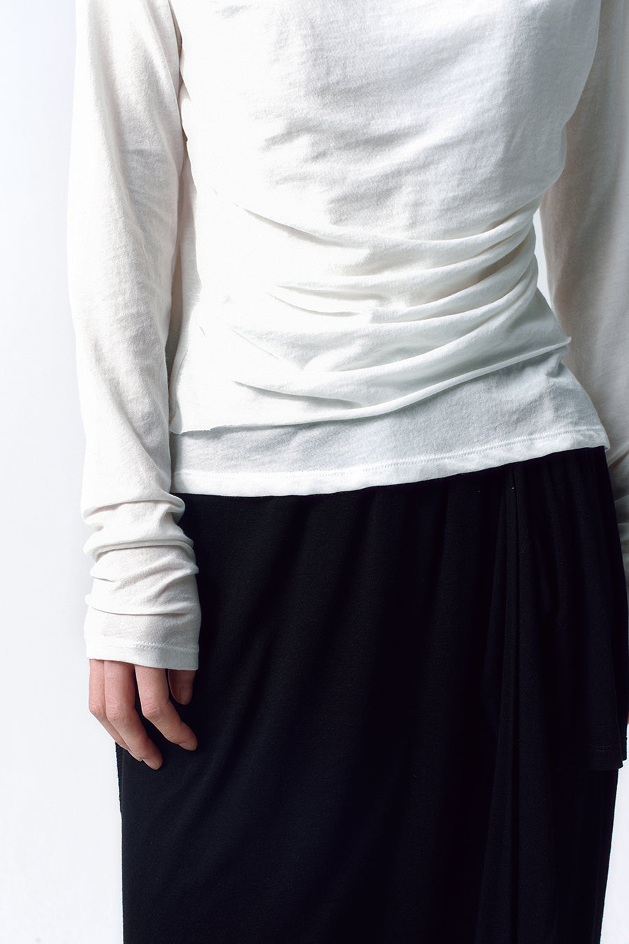 Insilence - Draping Boat Neck Long Sleeve (White) product image 3 | TRAB K-Fashion Australia