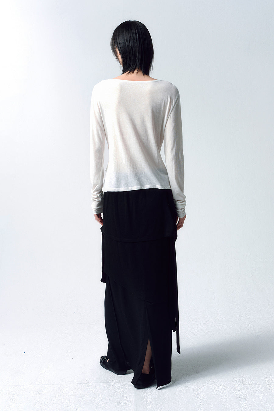 Insilence - Draping Boat Neck Long Sleeve (White) product image 6 | TRAB K-Fashion Australia