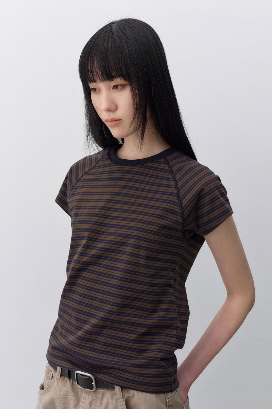 Insilence - Stripe Baby T-Shirt (Brown) product image 2 | TRAB K-Fashion Australia