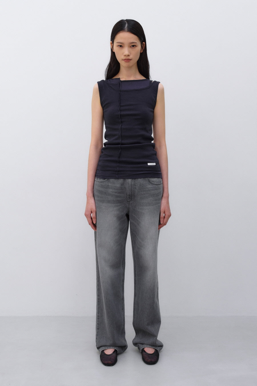 Insilence - Unbalanced Layer Sleeveless (Navy) product image 1 | TRAB K-Fashion Australia