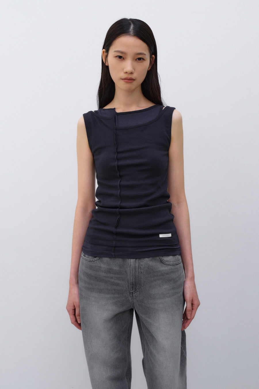 Insilence - Unbalanced Layer Sleeveless (Navy) product image 2 | TRAB K-Fashion Australia