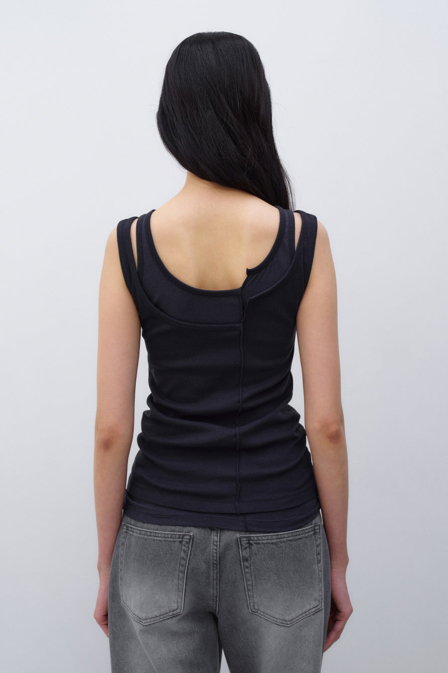 Insilence - Unbalanced Layer Sleeveless (Navy) product image 5 | TRAB K-Fashion Australia