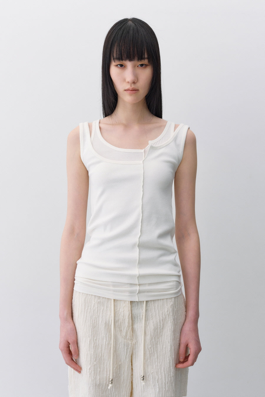 Insilence - Unbalanced Layer Sleeveless (White) product image 1 | TRAB K-Fashion Australia