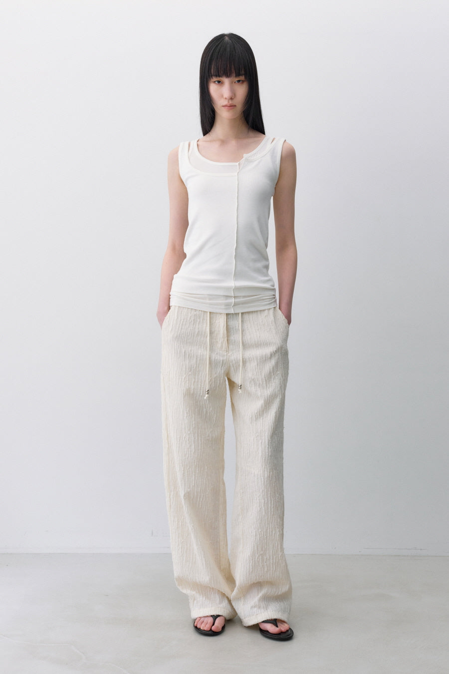 Insilence - Unbalanced Layer Sleeveless (White) product image 2 | TRAB K-Fashion Australia