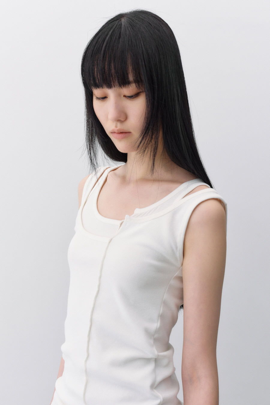 Insilence - Unbalanced Layer Sleeveless (White) product image 3 | TRAB K-Fashion Australia