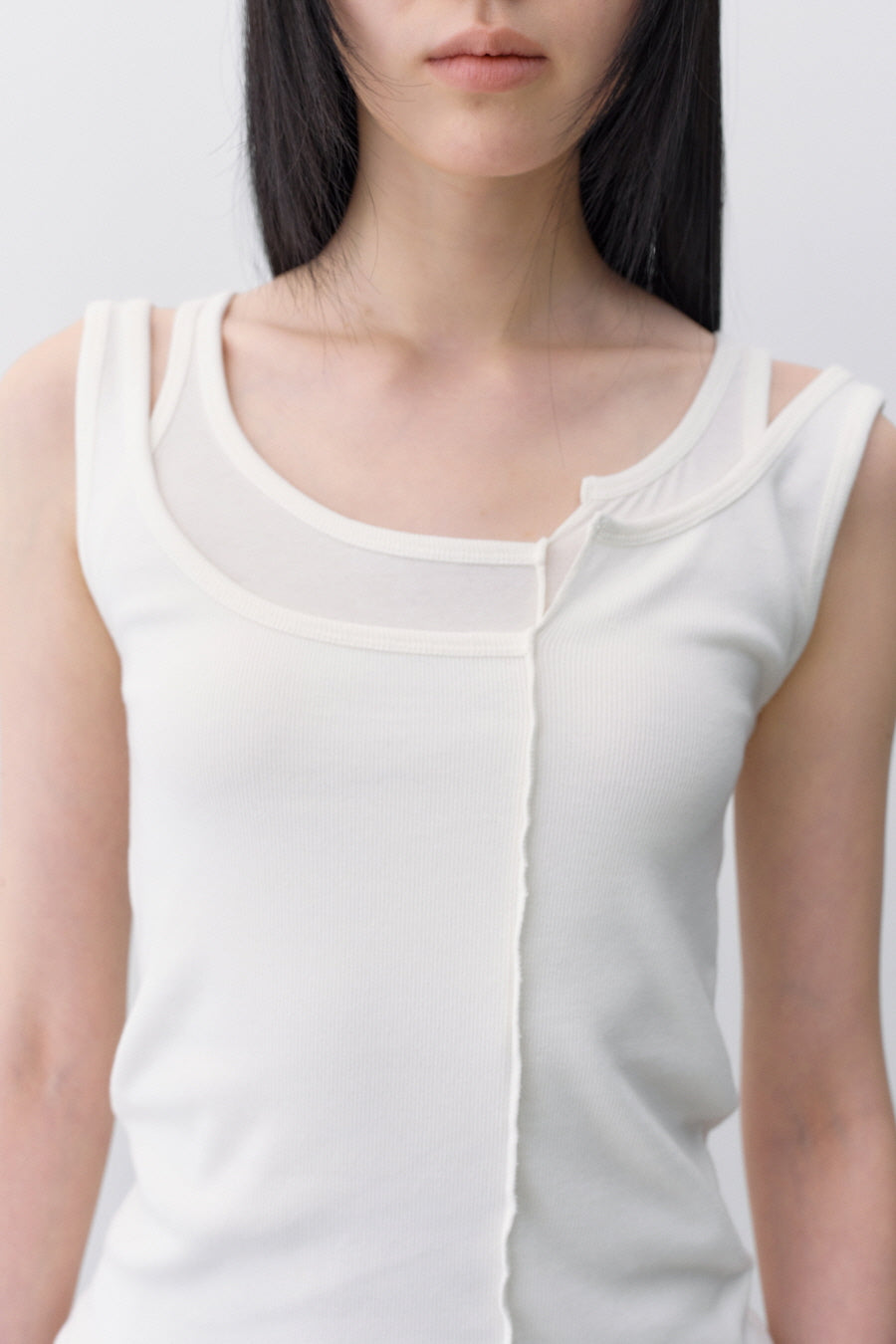 Insilence - Unbalanced Layer Sleeveless (White) product image 4 | TRAB K-Fashion Australia