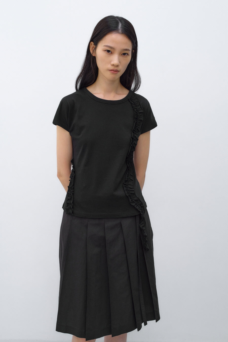 Insilence - Frill Strap Pigment Top (Black) product image 5 | TRAB K-Fashion Australia