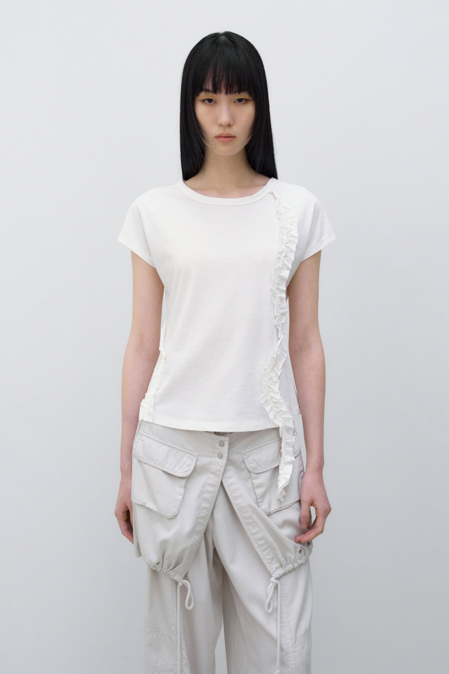 Insilence - Frill Strap Pigment Top (White) product image 5 | TRAB K-Fashion Australia