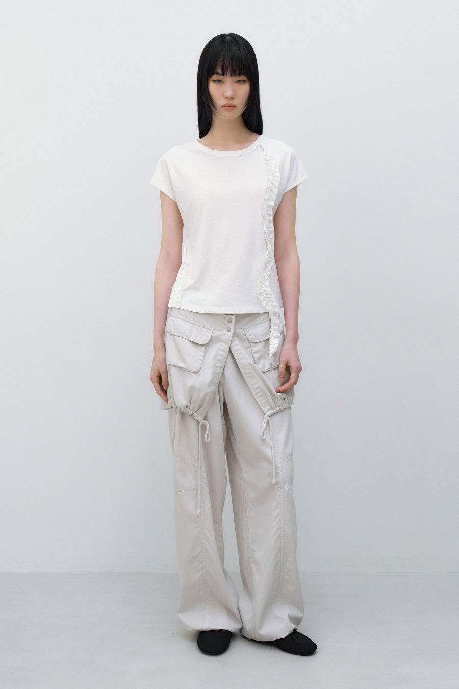 Insilence - Frill Strap Pigment Top (White) product image 2 | TRAB K-Fashion Australia