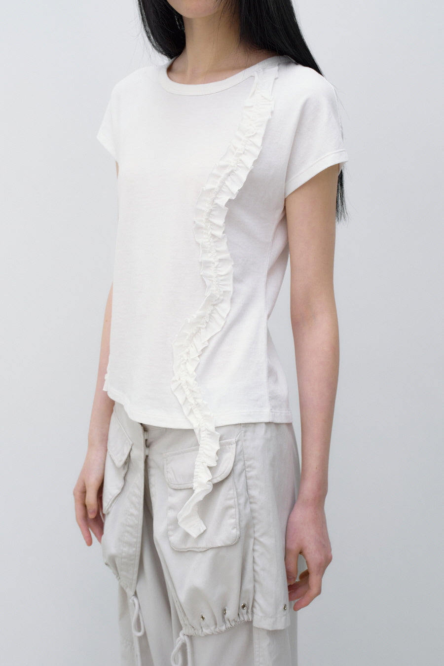 Insilence - Frill Strap Pigment Top (White) product image 3 | TRAB K-Fashion Australia