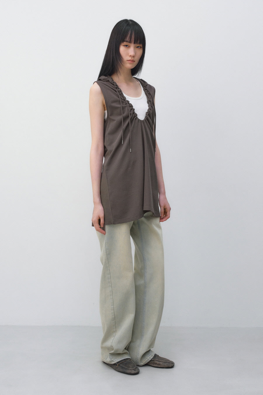 Insilence - String Hooded Top (Brown) product image 4 | TRAB K-Fashion Australia