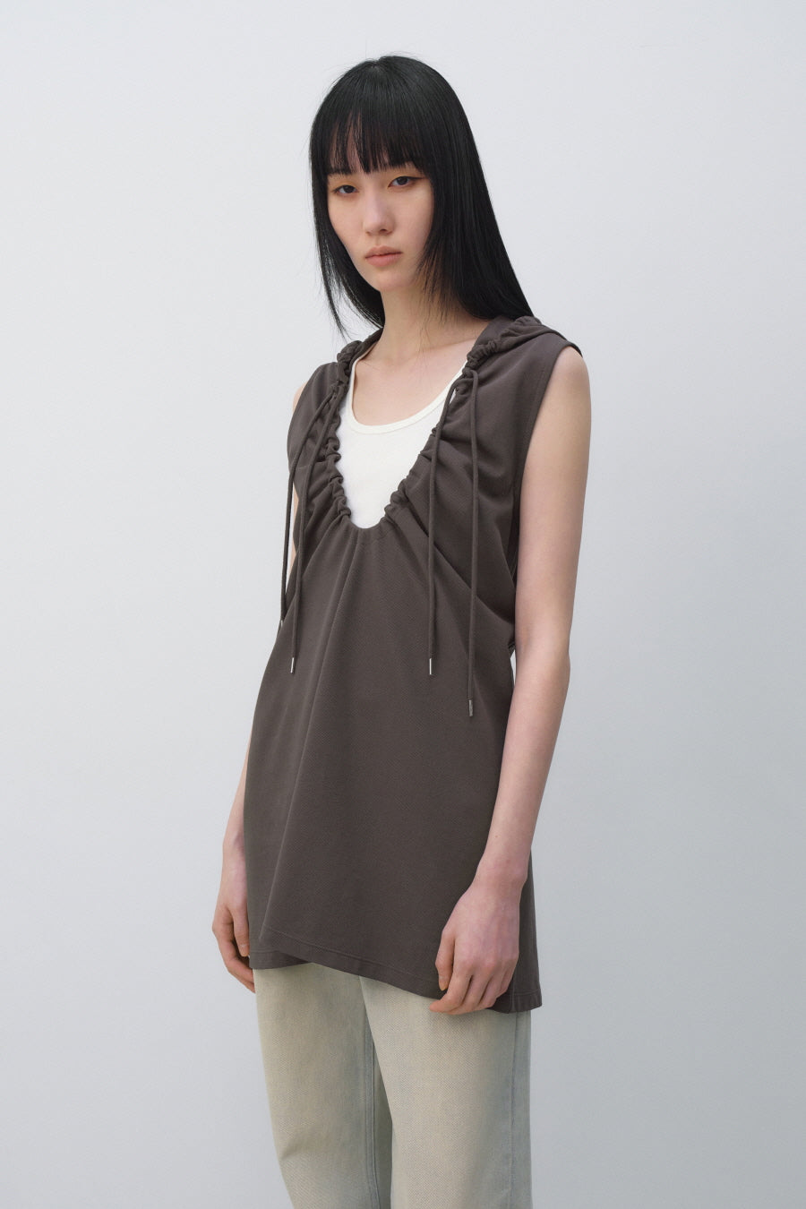 Insilence - String Hooded Top (Brown) product image 5 | TRAB K-Fashion Australia