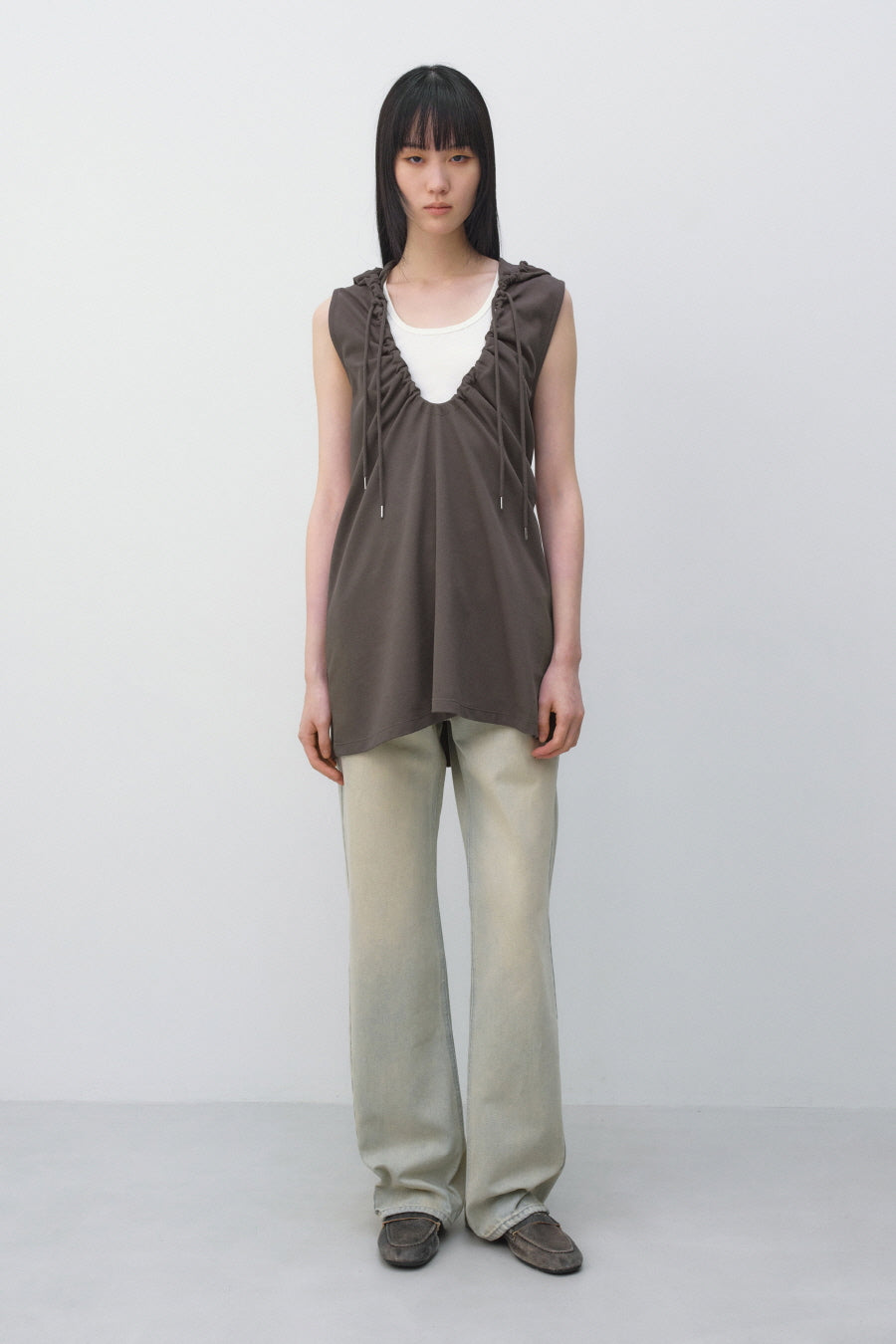 Insilence - String Hooded Top (Brown) product image 1 | TRAB K-Fashion Australia