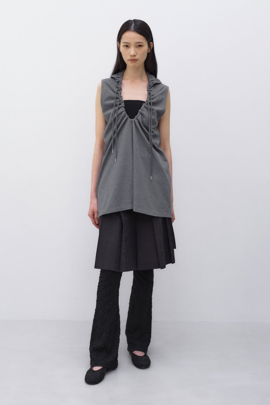 Insilence - String Hooded Top (Melange Grey) product image 1 | TRAB K-Fashion Australia