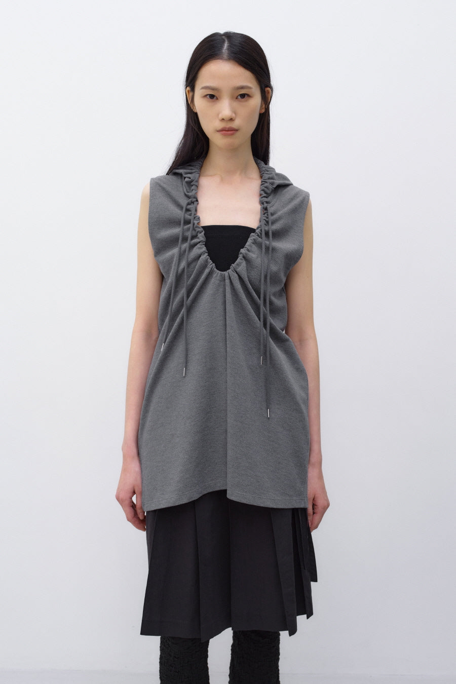 Insilence - String Hooded Top (Melange Grey) product image 2 | TRAB K-Fashion Australia