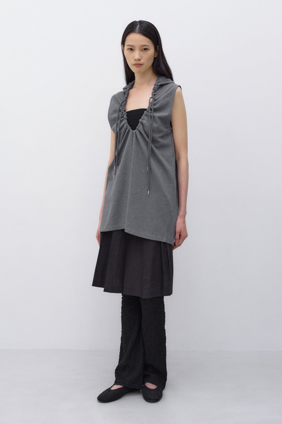 Insilence - String Hooded Top (Melange Grey) product image 3 | TRAB K-Fashion Australia