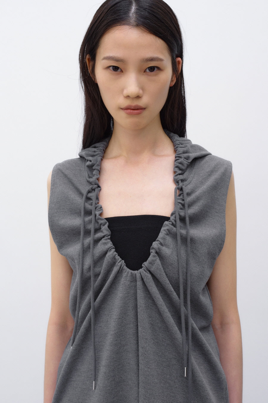Insilence - String Hooded Top (Melange Grey) product image 4 | TRAB K-Fashion Australia