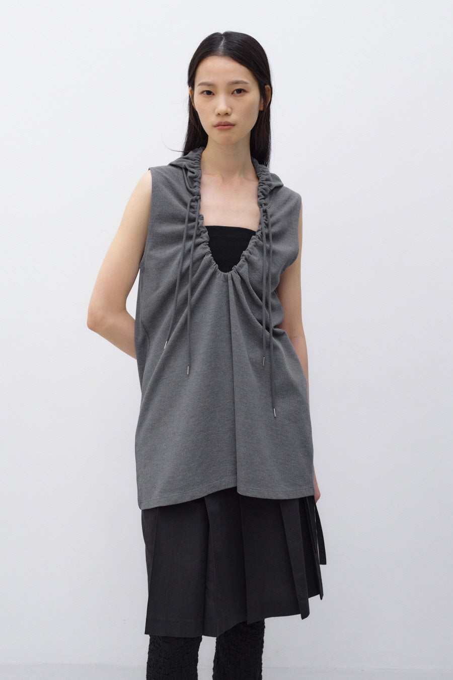 Insilence - String Hooded Top (Melange Grey) product image 5 | TRAB K-Fashion Australia