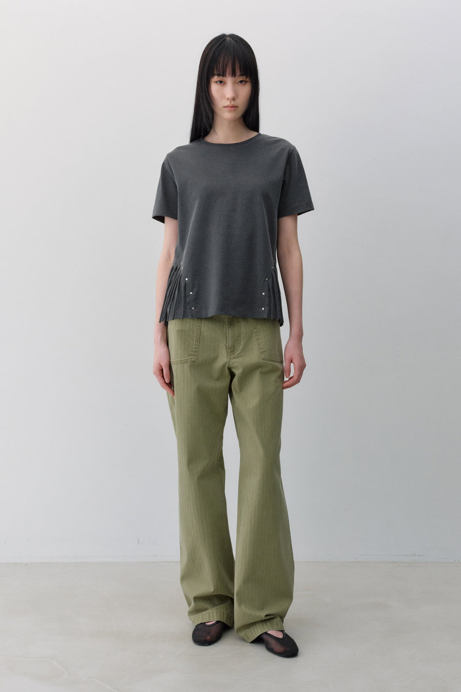 Insilence - Fringe Studded T-shirt (Charcoal) product image 3 | TRAB K-Fashion Australia