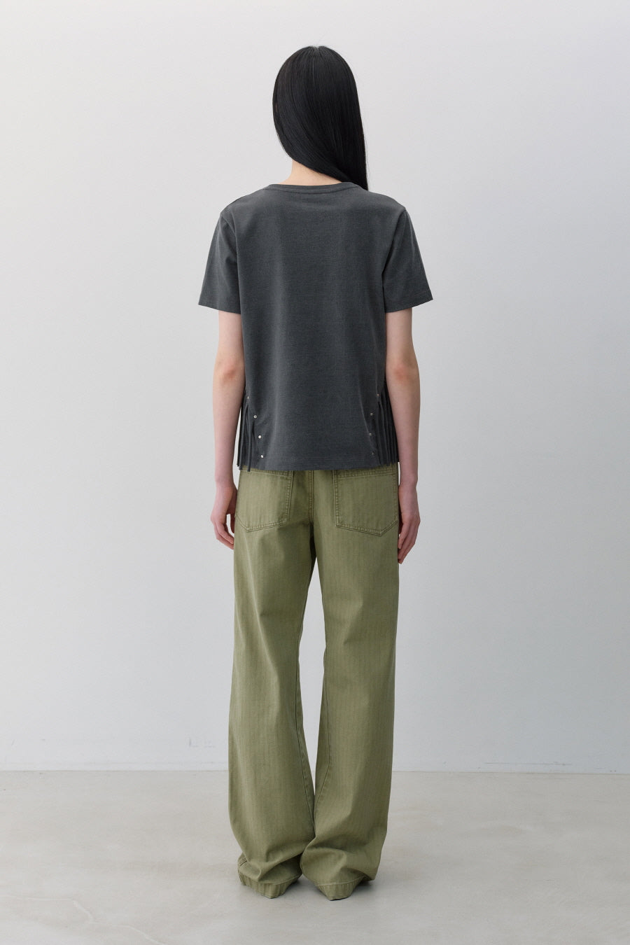 Insilence - Fringe Studded T-shirt (Charcoal) product image 5 | TRAB K-Fashion Australia