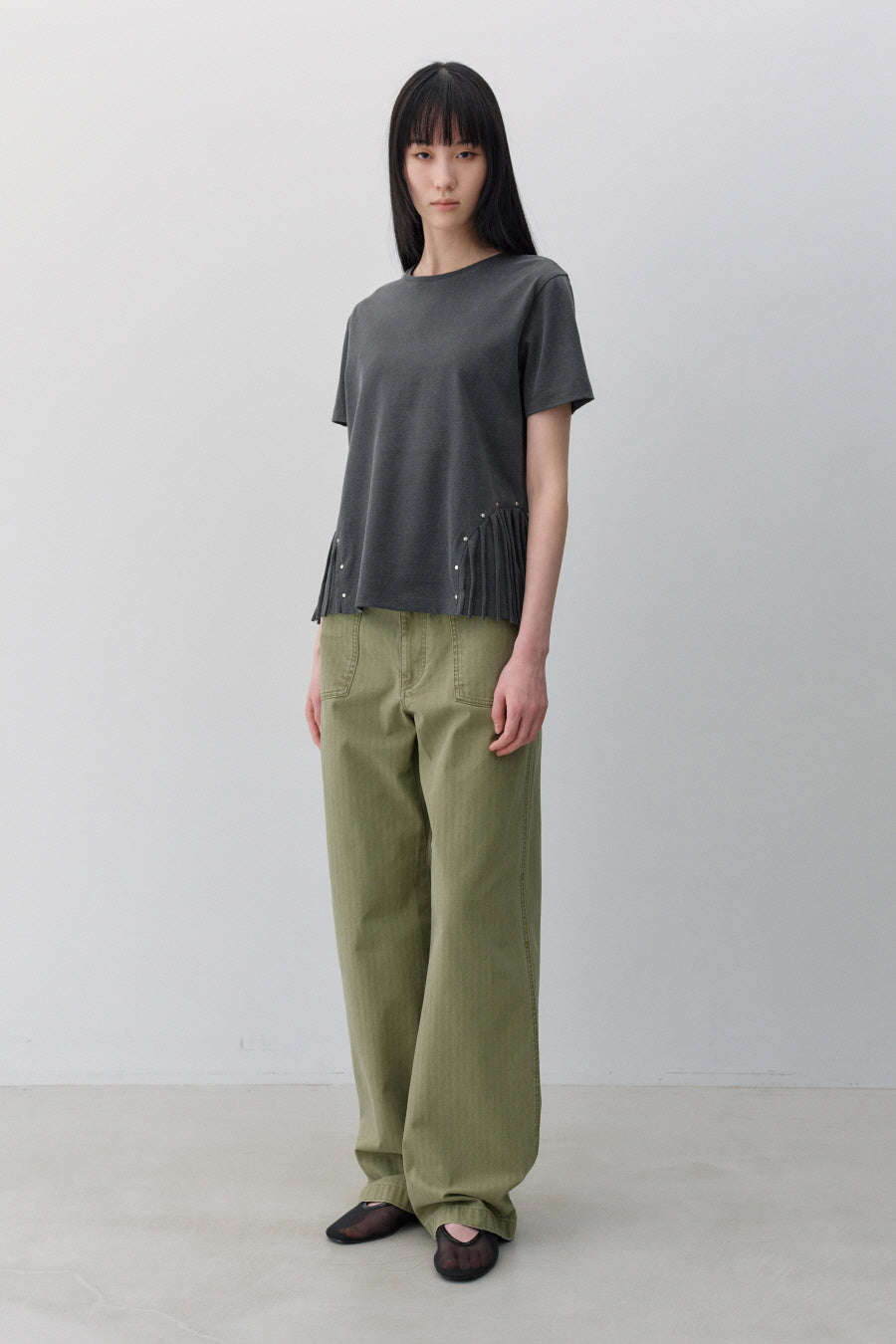 Insilence - Fringe Studded T-shirt (Charcoal) product image 6 | TRAB K-Fashion Australia