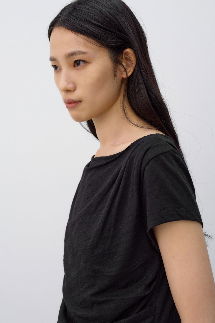 Insilence - Draping Boat Neck T-shirt (Black) product image 4 | TRAB K-Fashion Australia