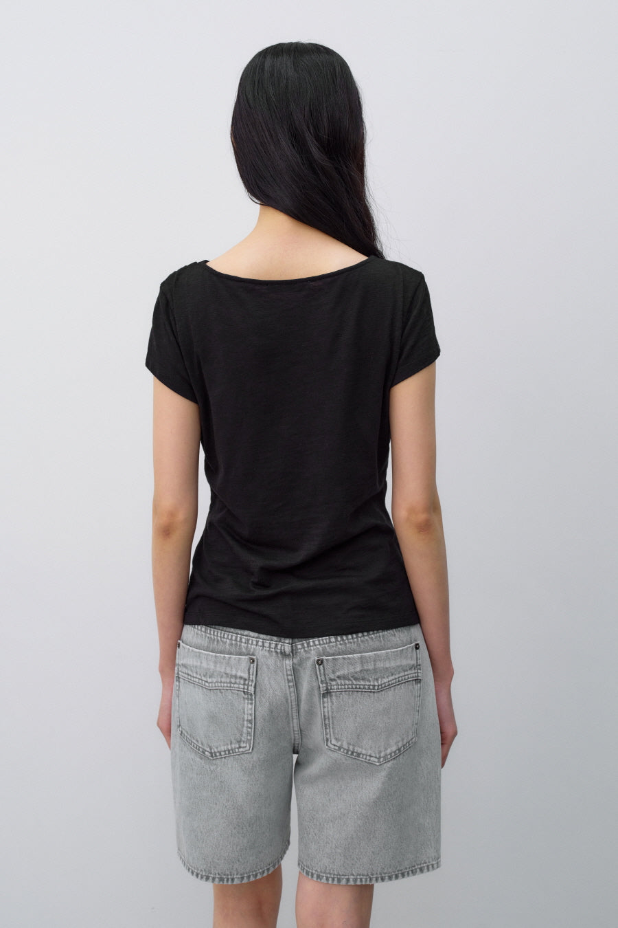 Insilence - Draping Boat Neck T-shirt (Black) product image 5 | TRAB K-Fashion Australia