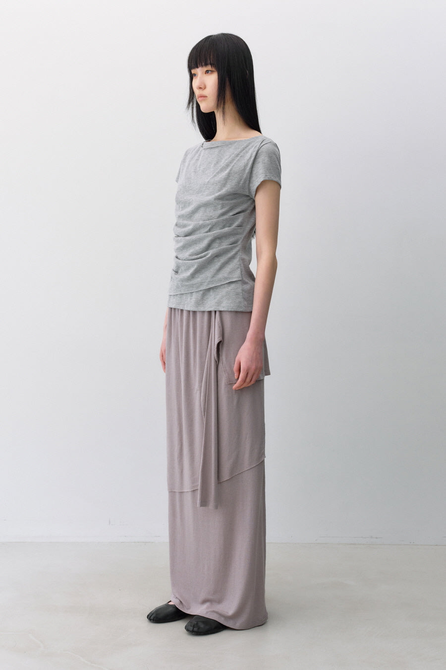 Insilence - Draping Boat Neck T-shirt (Melange Grey) product image 4 | TRAB K-Fashion Australia