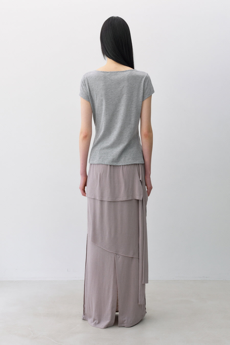 Insilence - Draping Boat Neck T-shirt (Melange Grey) product image 5 | TRAB K-Fashion Australia