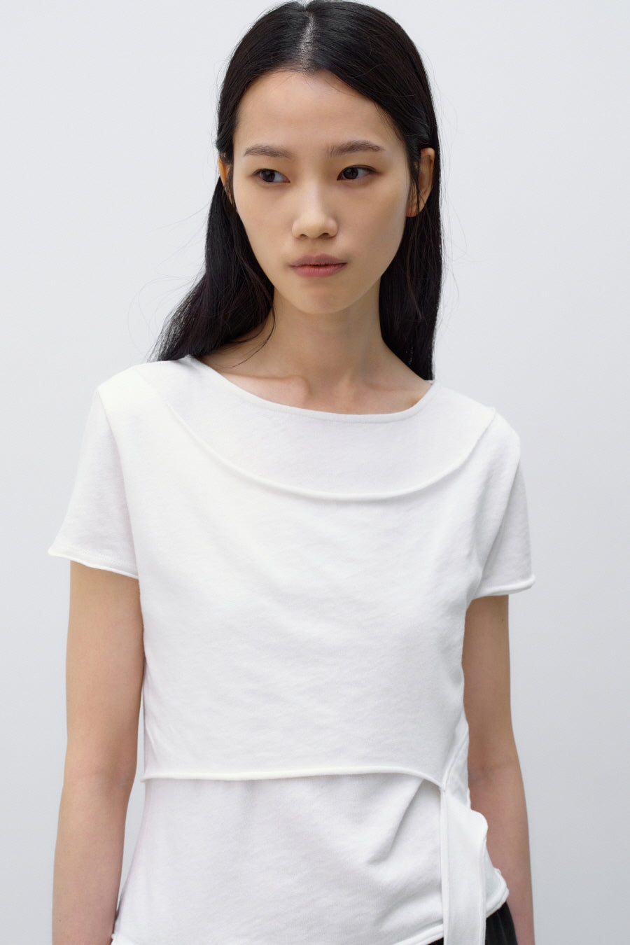 Insilence - Cotton Linen Natural Strap T-Shirt (White) product image 3 | TRAB K-Fashion Australia